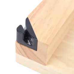 Biltong & Jerky-skärare, guillotin med ek-skärbräda och träbas, hushållsmodell, beige