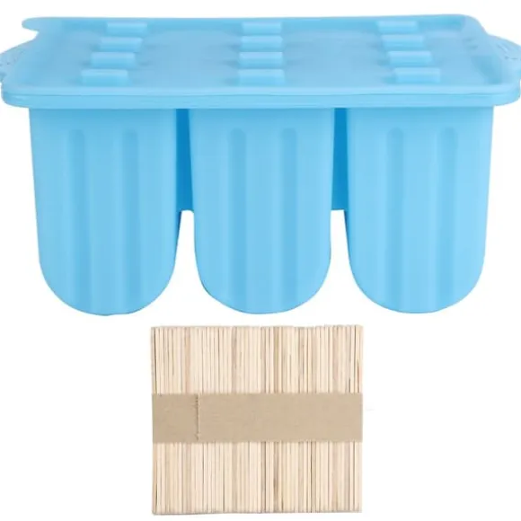 Blå 12-rutigt isbitsform Återanvändbara DIY-glassverktyg Kökstillbehör med lock