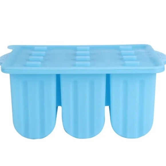 Blå 12-rutigt isbitsform Återanvändbara DIY-glassverktyg Kökstillbehör med lock