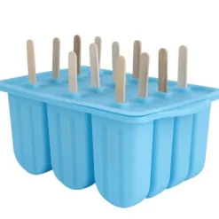 Blå 12-rutigt isbitsform Återanvändbara DIY-glassverktyg Kökstillbehör med lock