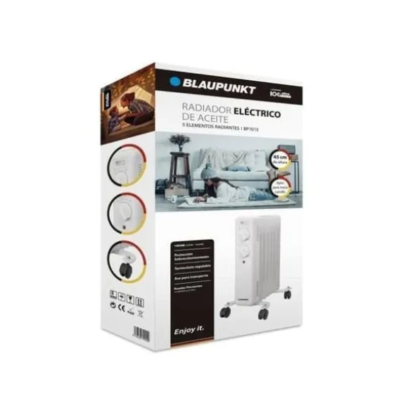 Blaupunkt BP1015 1000W elektrisk radiator kompakt manuell kontroll multidirektionella hjul
