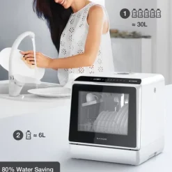 BlitzHome APP Mini Bordsdiskmaskin Diskmaskin Dubbel vatteninloppsdiskmaskin