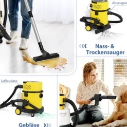 Blöt- och torrsug, 44,5x35x50 cm, Gul och Svart