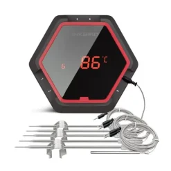 Bluetooth matlagningstermometer, upp till 6 prober, 100 meters trådlös räckvidd,6XS Röd 6 sensor