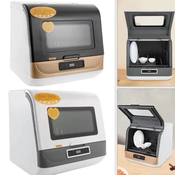 Bänkdiskmaskin DWS-T05, portabel mini, vit, 220V 800W, med vattenslang