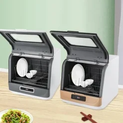 Bänkdiskmaskin DWS-T05, portabel mini, vit, 220V 800W, med vattenslang