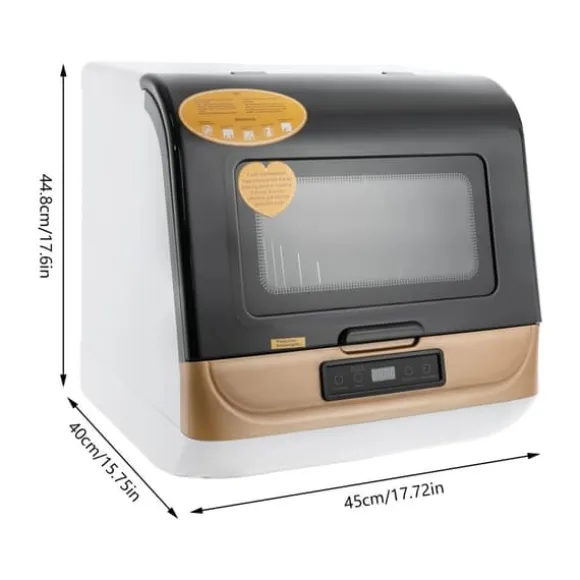 Bänkdiskmaskin DWS-T05, portabel mini, vit, 220V 800W, med vattenslang