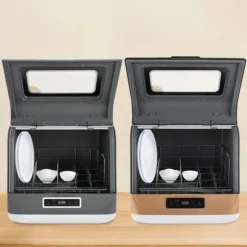 Bänkdiskmaskin DWS-T05, portabel mini, vit, 220V 800W, med vattenslang