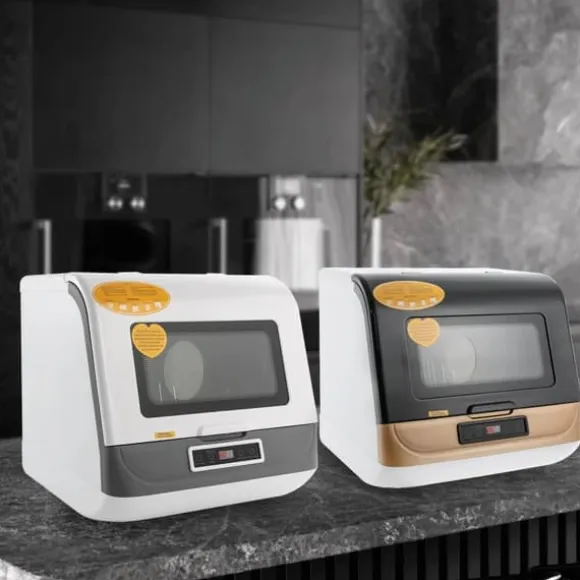 Bänkdiskmaskin DWS-T05, portabel mini, vit, 220V 800W, med vattenslang