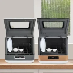 Bänkdiskmaskin DWS-T05, portabel mini, vit, 220V 800W, med vattenslang