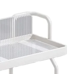 Bänkskiva Hylla Organizer Kolstål 2-vånings multifunktionellt kök Kryddställ för sovrum Badrumsskåp under diskbänk Krämvit