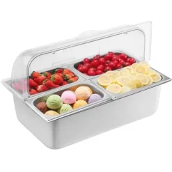 Bänkskiva Matserveringsbehållare 4-pannor, Krydddispenser, Högkvalitativa Serveringsfack