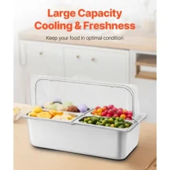 Bänkskiva Matserveringsbehållare 4-pannor, Krydddispenser, Högkvalitativa Serveringsfack