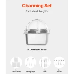 Bänkskiva Matserveringsbehållare 4-pannor, Krydddispenser, Högkvalitativa Serveringsfack