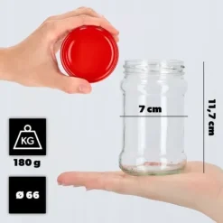 Bok för Förvaring i Glas 315ml - 10 stycken + Röda Lock