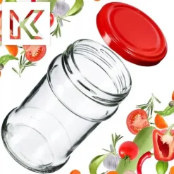 Bok för Förvaring i Glas 315ml - 10 stycken + Röda Lock