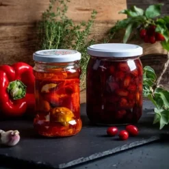 Bok för Förvaring i Glas 315ml - 10 stycken + Röda Lock