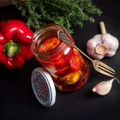 Bok för Förvaring i Glas 315ml - 10 stycken + Röda Lock