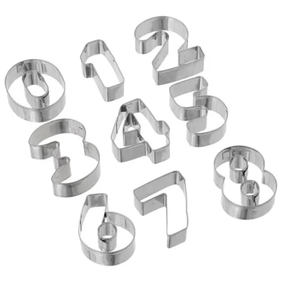 BOKSTAV OCH SIFFROR FORM TÅRKUTSNITTNING, metall, silver