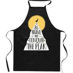 Bomullssvart FÖRKLÄDE MED TRYCK BE BRAVE Kitchen Peak dam herr