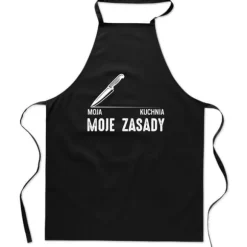 Bomullssvart FÖRKLÄDE MED TRYCK MINA REGLER kök herr dam