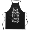 Bomullssvart FÖRKLÄDE MED TRYCK KAFFE kök KAFFE dam herr