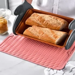 Bordsisolerande gummimatta - rosa, halkskydd, vattentät, värmebeständig, disktorkande bordsunderlägg