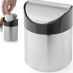 Bordssopkorg med gångjärnslock av rostfritt stål, diameter. 95 mm - Hendi 440711