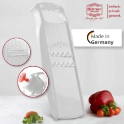 Borner Original Roko Powerline - grönsaks- och fruktskärare för fina remsor Julienne remsor set med frukthållare