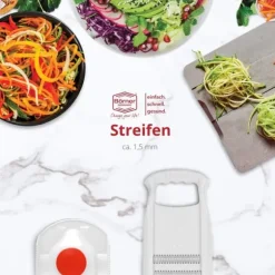 Borner Original Roko Powerline - grönsaks- och fruktskärare för fina remsor Julienne remsor set med frukthållare