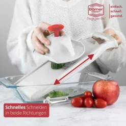 Borner Original Roko Powerline - grönsaks- och fruktskärare för fina remsor Julienne remsor set med frukthållare