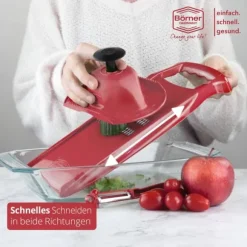 Borner Original Roko Powerline - grönsaks- och fruktskärare för fina remsor Julienne remsor set med frukthållare