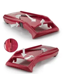 Borner V5 PowerLine Plus set grönsaksskärare, frukt- och grönsaksskärare med frukthållare, skivinsats, skalare, 10 typer av snitt, 6-delat set, röd