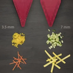 Borner V5 PowerLine Plus set grönsaksskärare, frukt- och grönsaksskärare med frukthållare, skivinsats, skalare, 10 typer av snitt, 6-delat set, röd