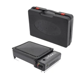 Bärbar Butangasgrill, Justerbar Eldkraft, Kompakt Förvaringslåda,svart