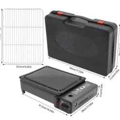 Bärbar Butangasgrill, Justerbar Eldkraft, Kompakt Förvaringslåda,svart