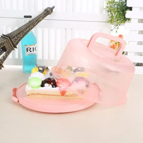 Bärbar Cupcake Carrier Food Conservation Box with Handtag Transparent Cake Box