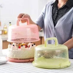 Bärbar Cupcake Carrier Matförvaringslåda med handtag Transparent kakask