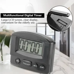Bärbar Digital Klocka Nedräkningstimer Stor LCD-Display Köksanvändning (Svart