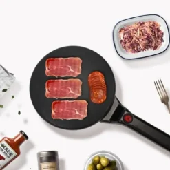 Bärbar elektrisk crêpesmaskin - LUNAVO - 800 W - Svart kristall - Justerbar diameter 21-25 cm - Kompakt - Lätt 1,2 kg