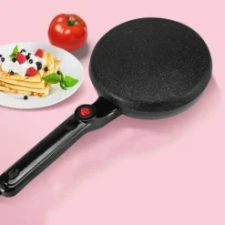 Bärbar elektrisk crêpesmaskin - LUNAVO - 800 W - Svart kristall - Justerbar diameter 21-25 cm - Kompakt - Lätt 1,2 kg