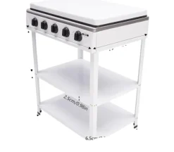 Bärbar Gaskök, 5 Brennare, Vindskyddande Lock,VIT