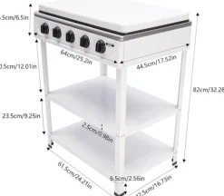 Bärbar Gaskök, 5 Brennare, Vindskyddande Lock,VIT