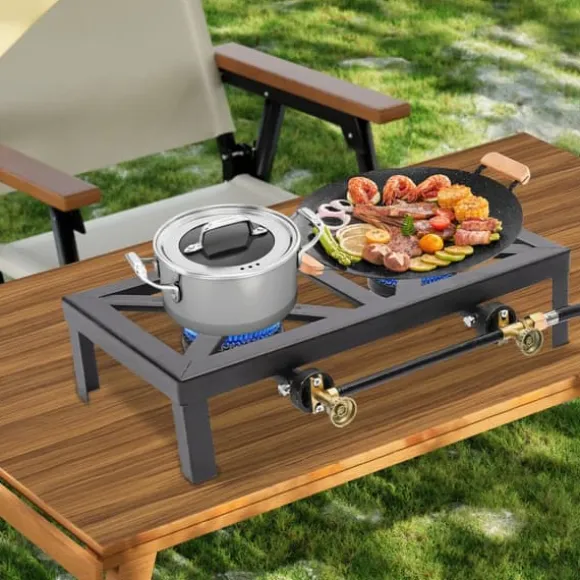 Bärbar Gasspis, Metallkonstruktion, 48 x 25 cm Matlagningsyta, Gasbränsletyp, Tändanordning Ingår, 1,2 Meter Slanglängd