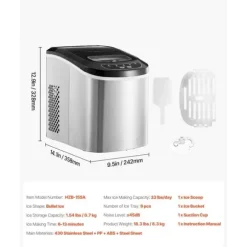 Bärbar Ismaskin, Modell för Bänkskiva, 1,8 kg/24 timmar kapacitet, Självrengörande, Inkluderar Skopa