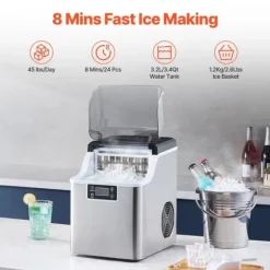 Bärbar Ismaskin, Modell för Bänkskiva, 45lbs/24H Produktionskapacitet, Självrengörande, Med Skopkorg