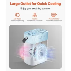 Bärbar Luftkonditionering 4-i-1, Evaporativ luftkylare, 700ml vattentank