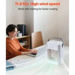 Bärbar Luftkonditionering 4-i-1, Evaporativ luftkylare, 700ml vattentank