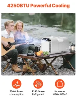 Bärbar Luftkonditionering - Portabel AC - 4250 BTU Kylkapacitet - 3 Hastigheter - 24 h Timer - Fjärrkontroll - 16–32 °C Justerbar - För Camping - Vit | CDON