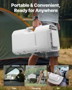 Bärbar Luftkonditionering - Portabel AC - 4250 BTU Kylkapacitet - 3 Hastigheter - 24 h Timer - Fjärrkontroll - 16–32 °C Justerbar - För Camping - Vit | CDON